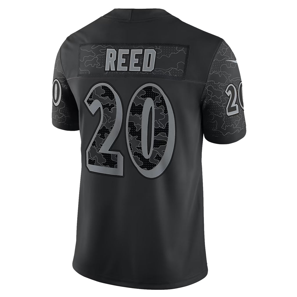 B.Ravens #20 Ed Reed Player Black RFLCTV Limited Odoa Stitched Jerseys