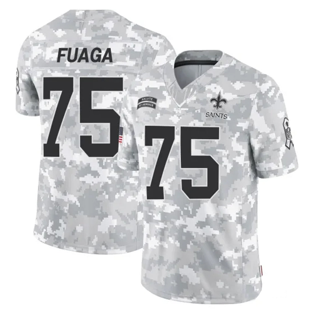 NO.Saints #75 Taliese Fuaga Player Arctic Camo Salute To Service Limited Game Odoa Stitched Jerseys