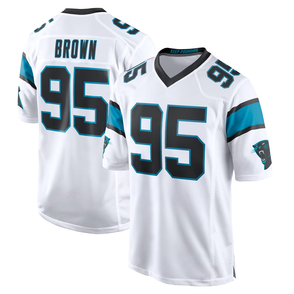C.Panthers #95 Derrick Brown Player White Home Game Odoa Stitched Jerseys