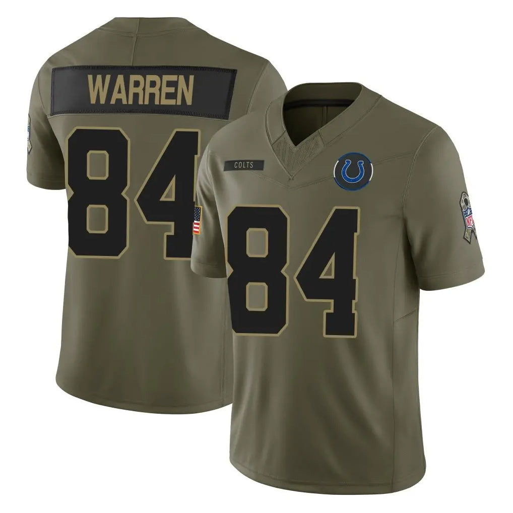 IN.Colts #84 Tyler Warren Player Olive 2025 Salute To Service Limited Game Odoa Stitched Jerseys