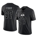 LA.Rams #97 Poona Ford Player Black Limited Reflective Home Game Odoa Stitched Jerseys