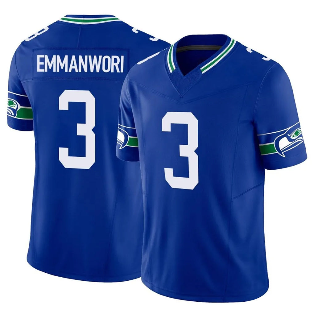 S.Seahawks #3 Nick Emmanwori Player Royal Limited Throwback Vapor F.U.S.E. Home Game Odoa Stitched Jerseys