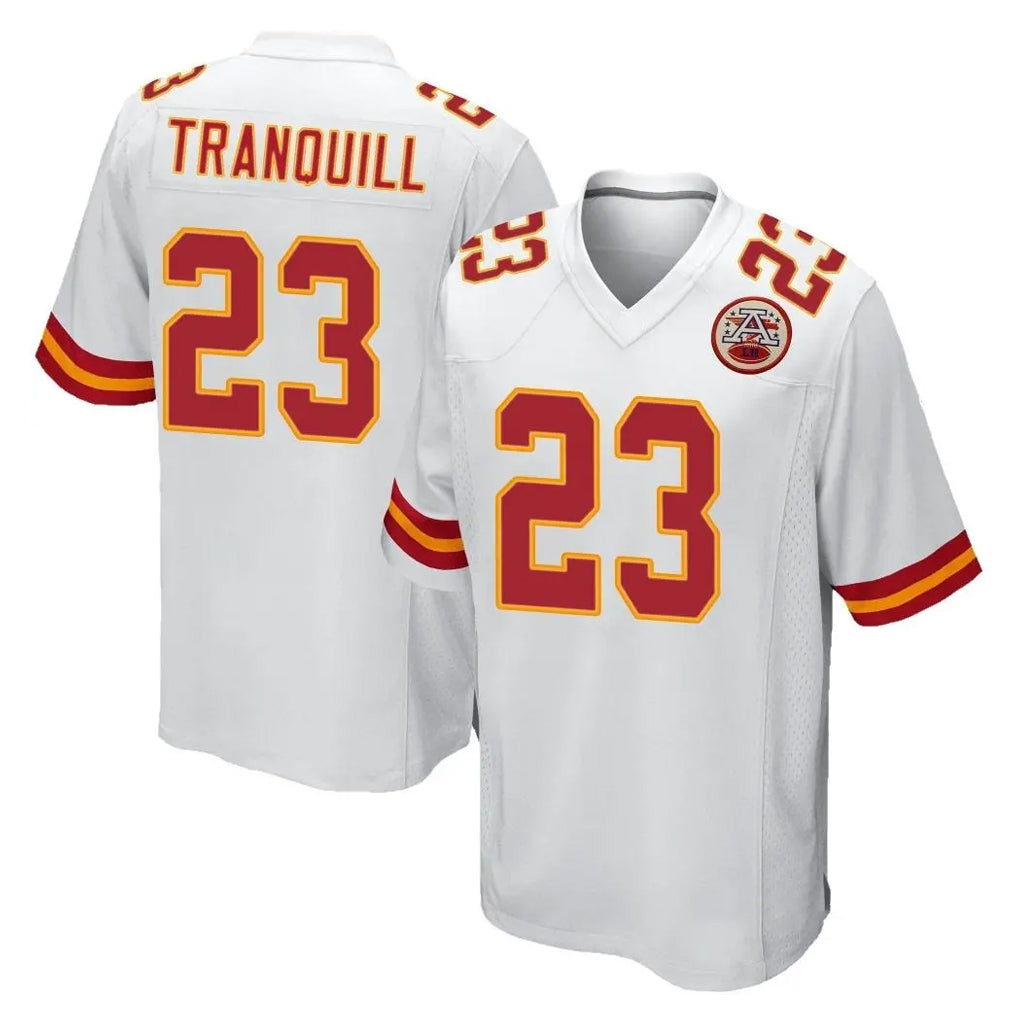 KC.Chiefs #23 Drue Tranquill Player White Home Game Odoa Stitched Jerseys