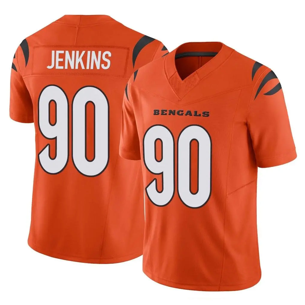 C.Bengals #90 Kris Jenkins Jr Player Orange Vapor F.U.S.E. Limited Home Game Odoa Stitched Jerseys