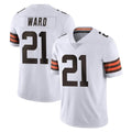 C.Browns #21 Denzel Ward Player White Vapor Untouchable Limited Home Game Odoa Stitched Jerseys