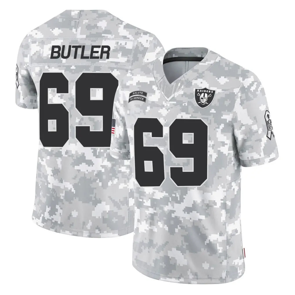 LV.Raiders #69 Adam Butler Player Arctic Camo Salute To Service Limited Game Odoa Stitched Jerseys