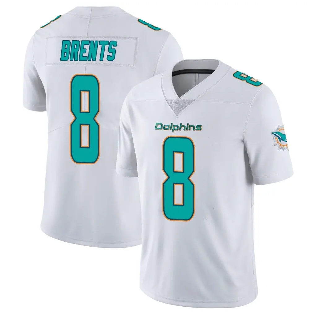 M.Dolphins #8 JuJu Brents Player White Limited Vapor Untouchable Home Game Odoa Stitched Jerseys