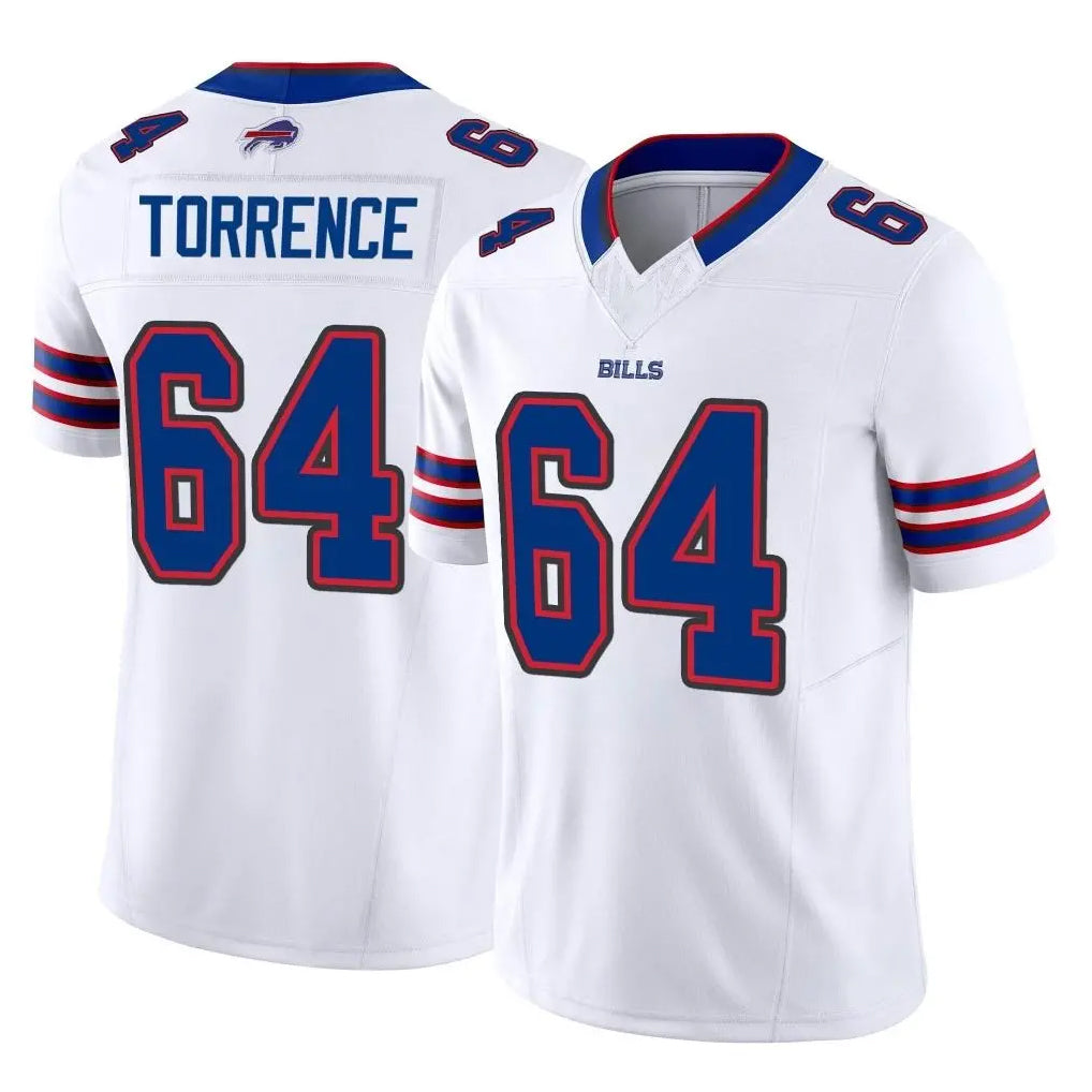 B.Bills #64 O'Cyrus Torrence Player White Vapor F.U.S.E. Jersey Limited Home Game Odoa Stitched Jerseys