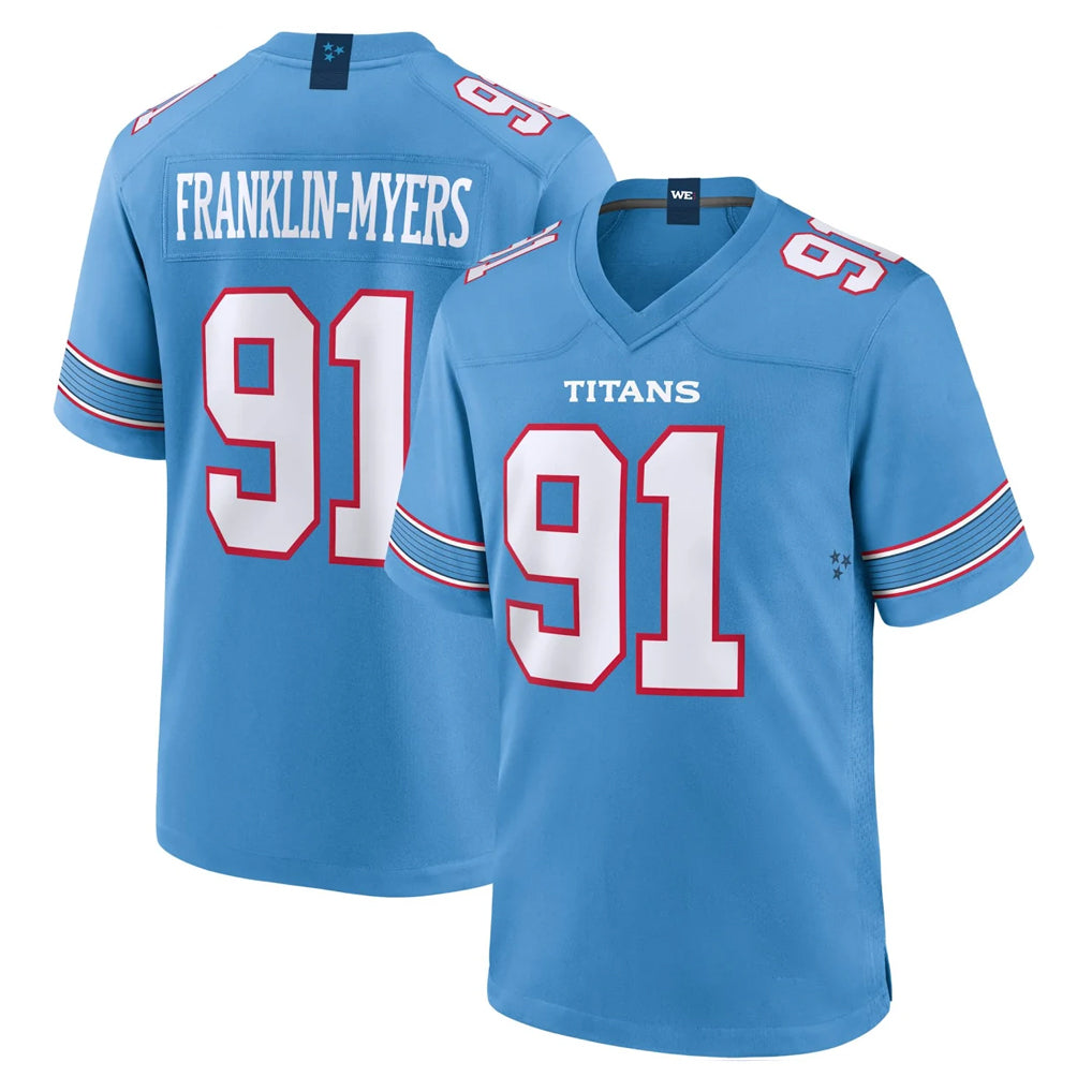 T.Titans #91 John Franklin-Myers Player Light Blue 2026 Game Home Odoa Stitched Jerseys