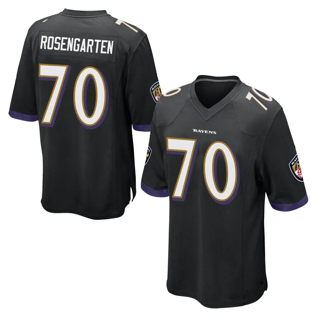 B.Ravens #70 Roger Rosengarten Player Black Home Game Odoa Stitched Jerseys
