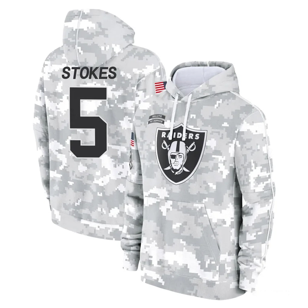 LV.Raiders #5 Eric Stokes Player Arctic Camo Salute to Service Hoodies Limited Game Odoa Stitched Jerseys