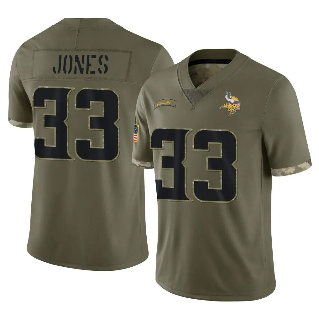 M.Vikings #33 Aaron Jones Sr. Player Olive Salute To Service Limited Odoa Stitched Jerseys