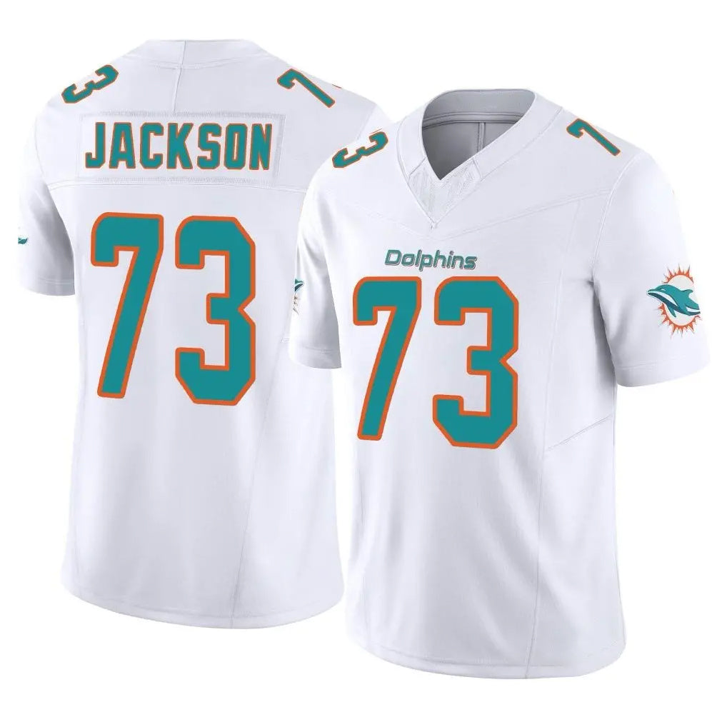 M.Dolphins #73 Austin Jackson Player White Limited Vapor F.U.S.E. Home Game Odoa Stitched Jerseys