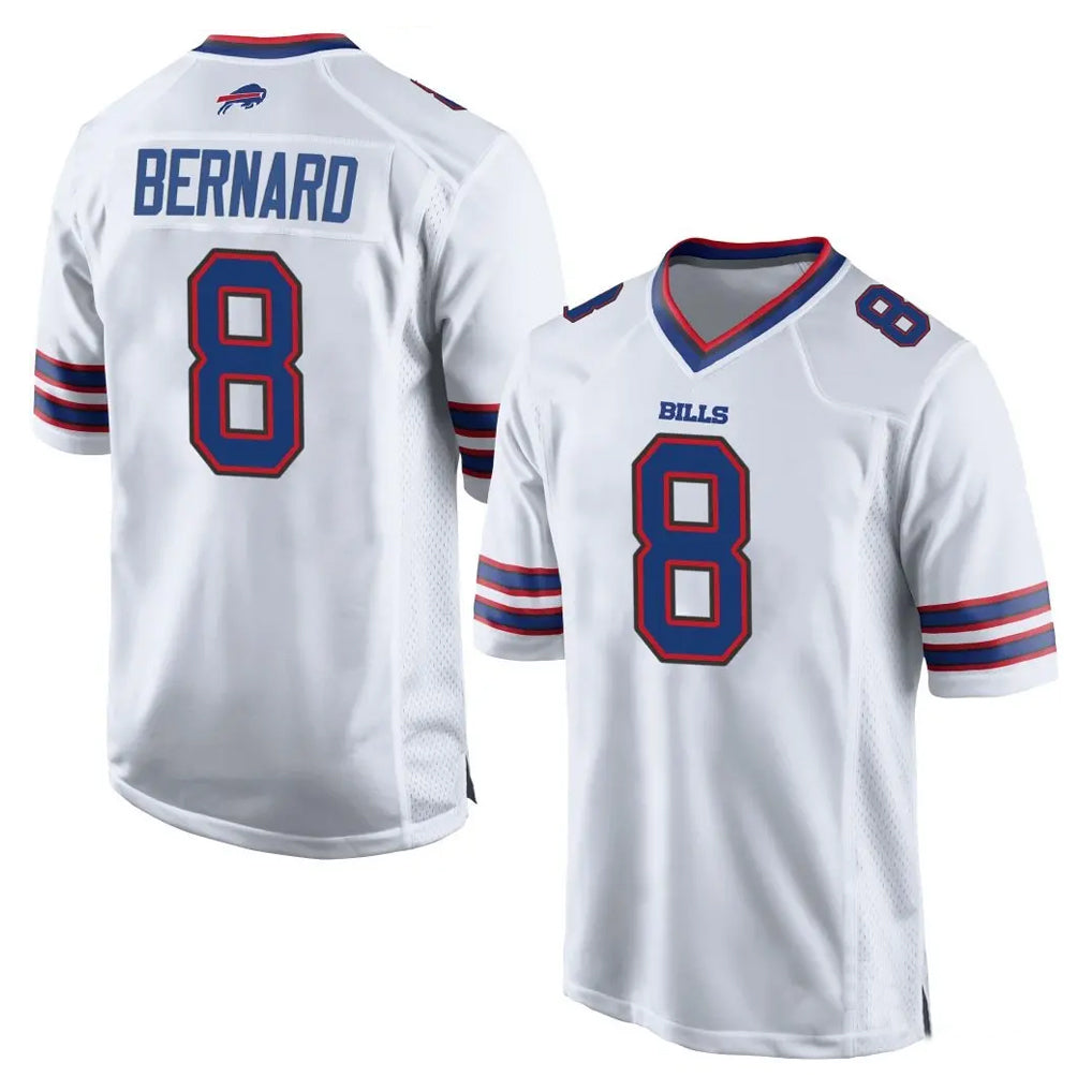 B.Bills #8 Terrel Bernard Player White Home Game Odoa Stitched Jerseys