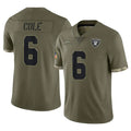 LV.Raiders #6 A.J. Cole Player Olive Salute To Service Limited Odoa Stitched Jerseys