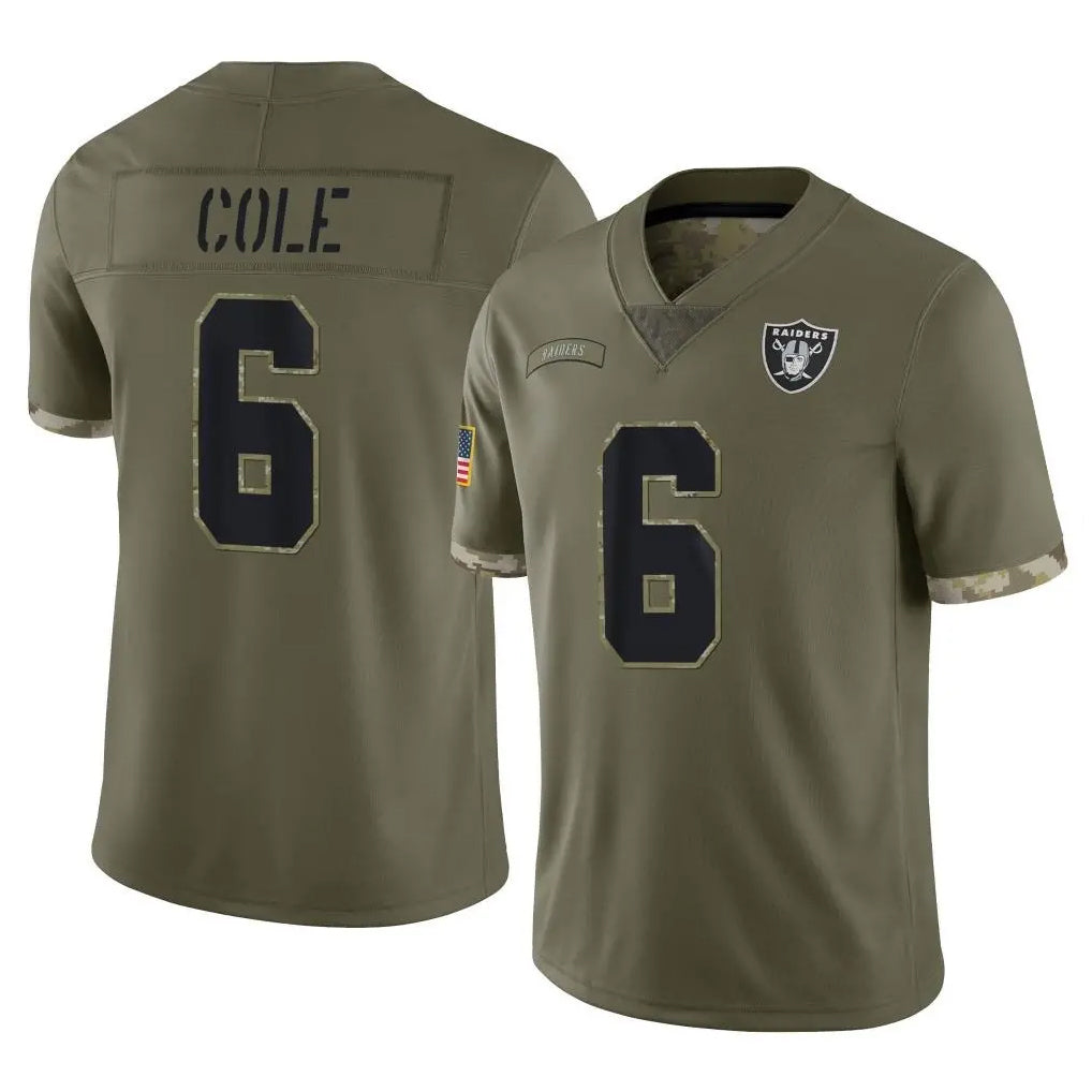 LV.Raiders #6 A.J. Cole Player Olive Salute To Service Limited Odoa Stitched Jerseys