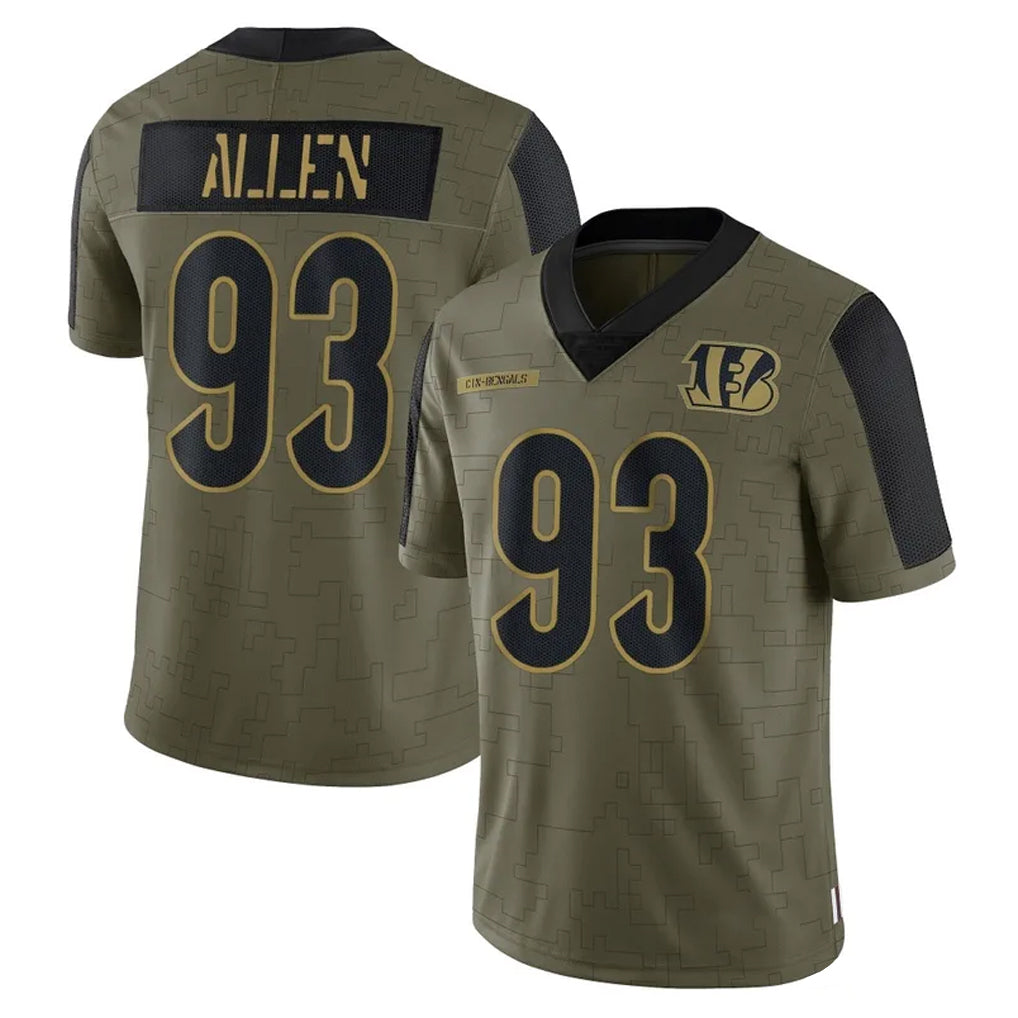 C.Bengals #93 Jonathan Allen Player Olive Salute to Service Game Odoa Stitched Jerseys
