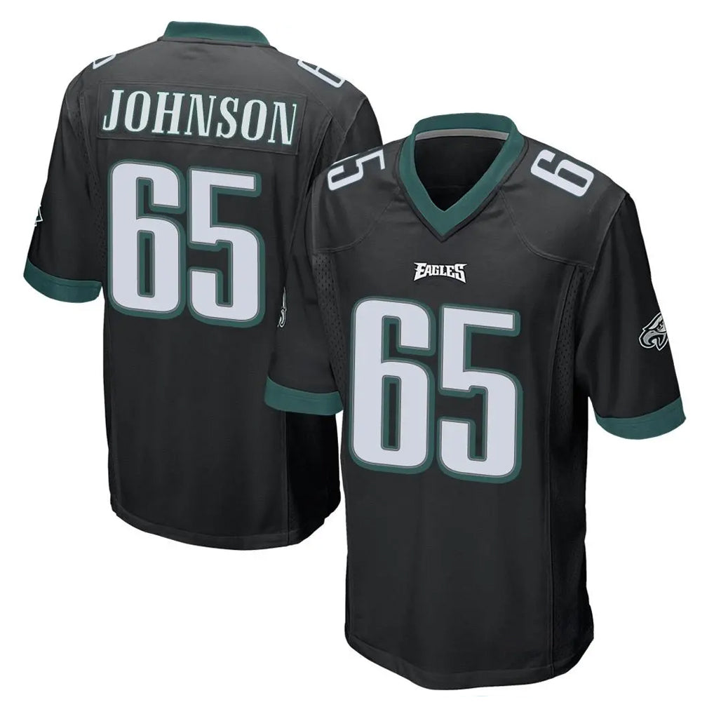 P.Eagles #65 Lane Johnson Player Black Home Game Odoa Stitched Jerseys