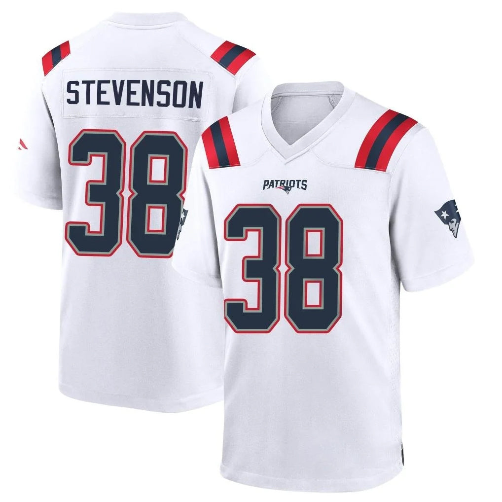 NE.Patriots #38 Rhamondre Stevenson Player White Home Game Odoa Stitched Jerseys