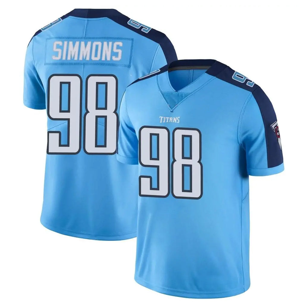 T.Titans #98 Jeffery Simmons Player Light Blue Limited Color Rush Home Game Odoa Stitched Jerseys