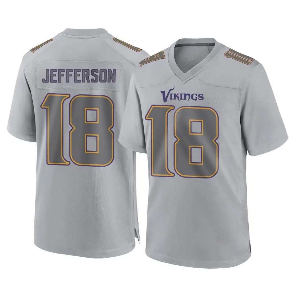M.Vikings #18 Justin Jefferson Player Gray Atmosphere Fashion Home Game Odoa Stitched Jerseys
