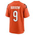 C.Bengals #9 Joe Burrow Player Orange Home Game Odoa Stitched Jerseys