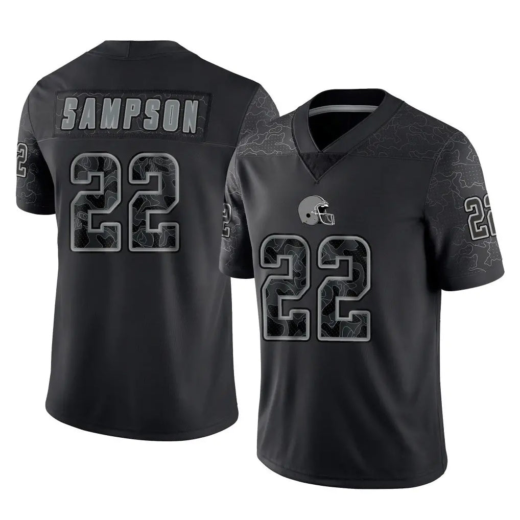 C.Browns #22 Dylan Sampson Player Black Reflective Home Game Odoa Stitched Jerseys