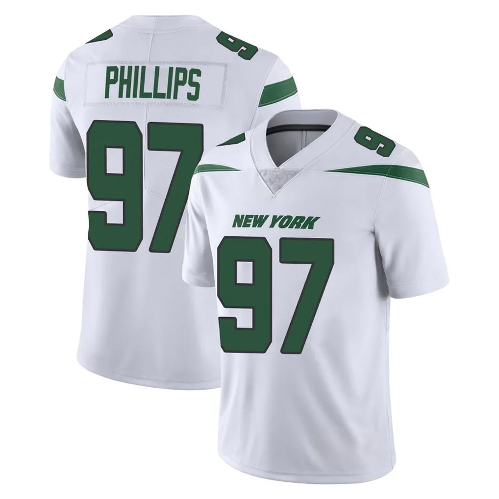 NY.Jets #97 Harrison Phillips Player White Spotlight Limited Vapor Home Game Odoa Stitched Jerseys
