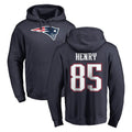 NE.Patriots #85 Hunter Henry Player Navy LOGO Pullover Hoodies Home Game Odoa Stitched Jerseys