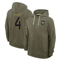 J.Jaguars #4 Jarrian Jones Player Olive Salute to Service Pullover Hoodies Limited Odoa Stitched Jerseys