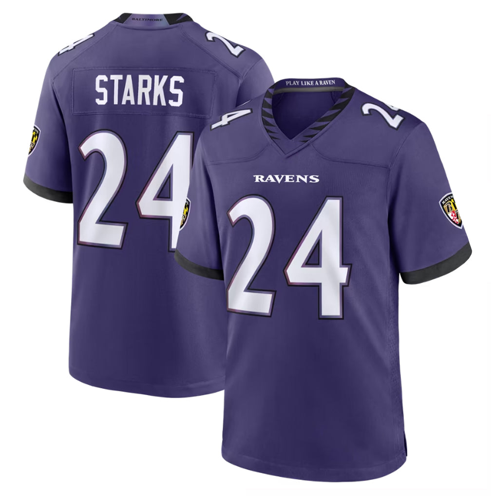 B.Ravens #24 Malaki Starks Player Purple Limited Home Game Odoa Stitched Jerseys