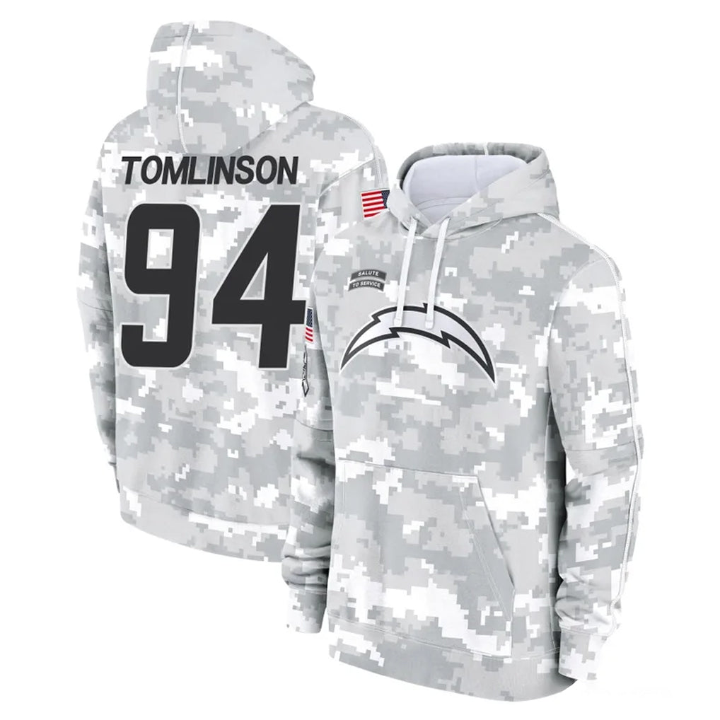LA.Chargers #94 Dalvin Tomlinson Player Arctic Camo Salute to Service Hoodies Limited Game Odoa Stitched Jerseys