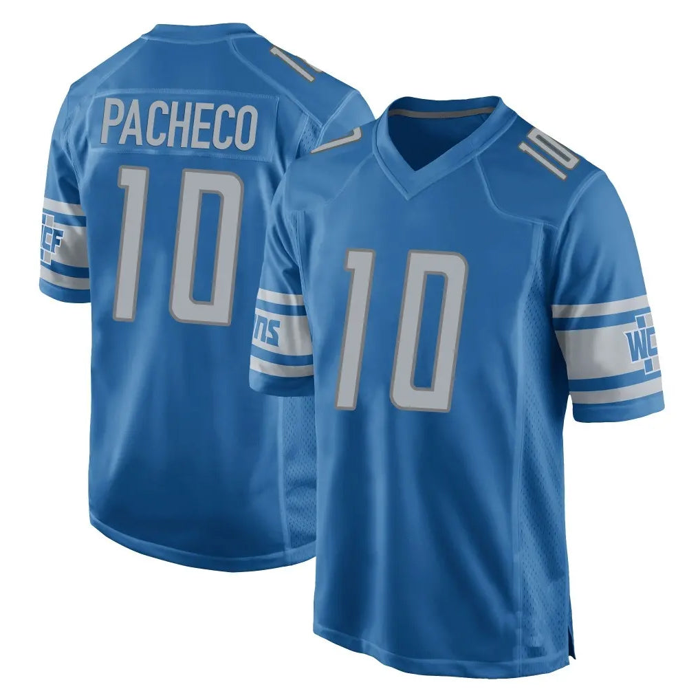 D.Lions #10 Isiah Pacheco Player Blue Home Game Odoa Stitched Jerseys