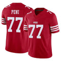 SF.49ers #77 Dominick Puni Player Red Limited Vapor F.U.S.E. Home Game Odoa Stitched Jerseys