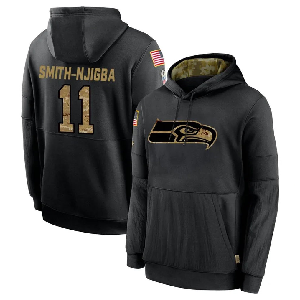 S.Seahawks #13 Ernest Jones IV Player Black Salute to Service Hoodies Limited Game Odoa Stitched Jerseys