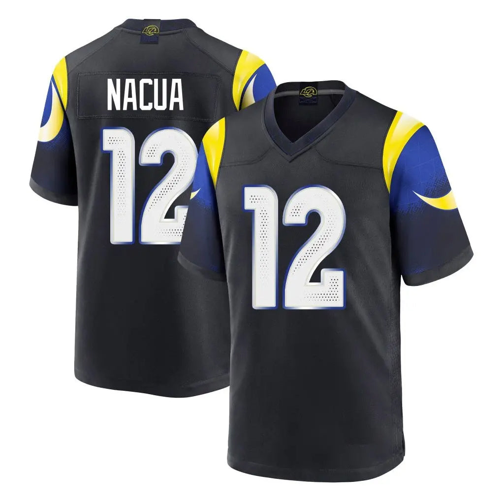 LA.Rams #12 Puka Nacua Player Black Midnight Rivalries Collection Home Game Odoa Stitched Jerseys
