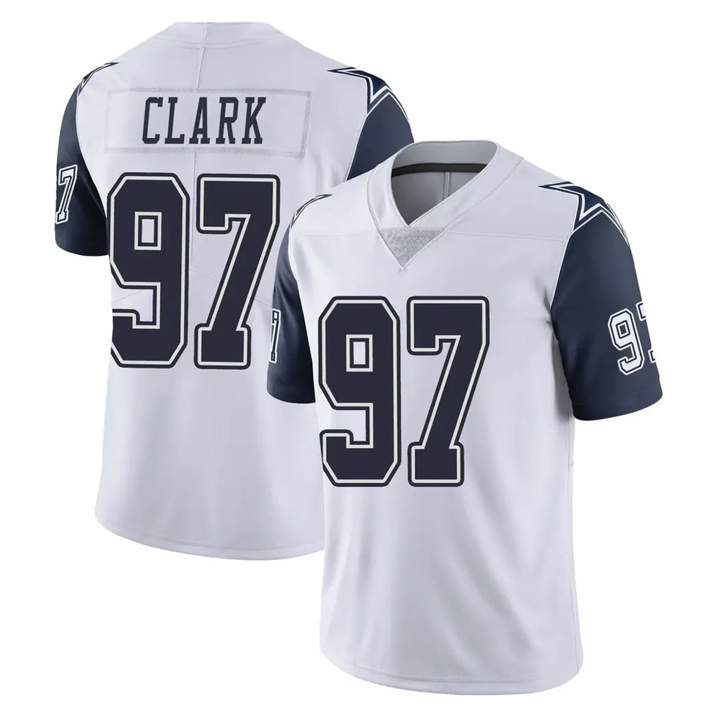 D.Cowboys #97 Kenny Clark Player White-Navy Limited Color Rush Vapor Untouchable Home Game Odoa Stitched Jerseys