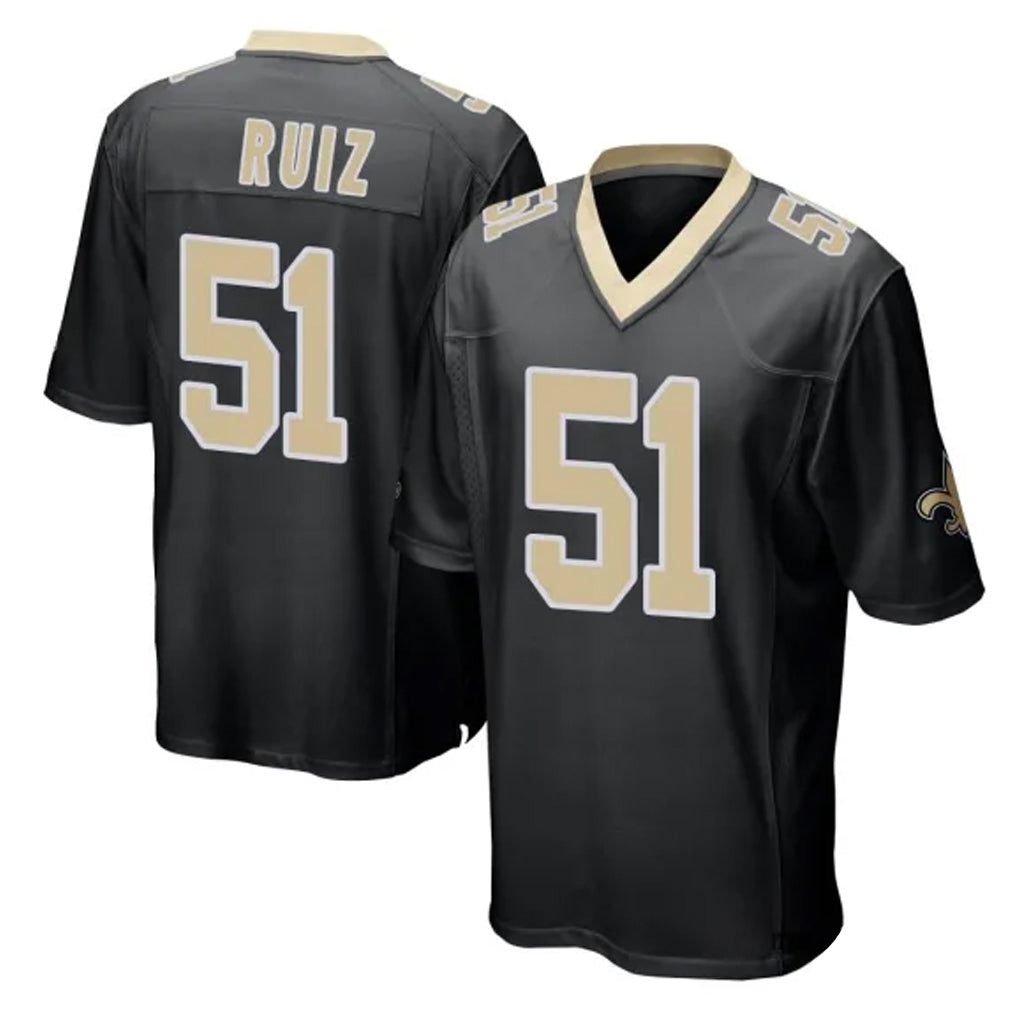 NO.Saints #51 Cesar Ruiz Player Black Home Game Odoa Stitched Jerseys