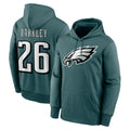 P.Eagles #26 Saquon Barkley Player Midnight Green Performance Pullover Hoodies Home Game Odoa Stitched Jerseys