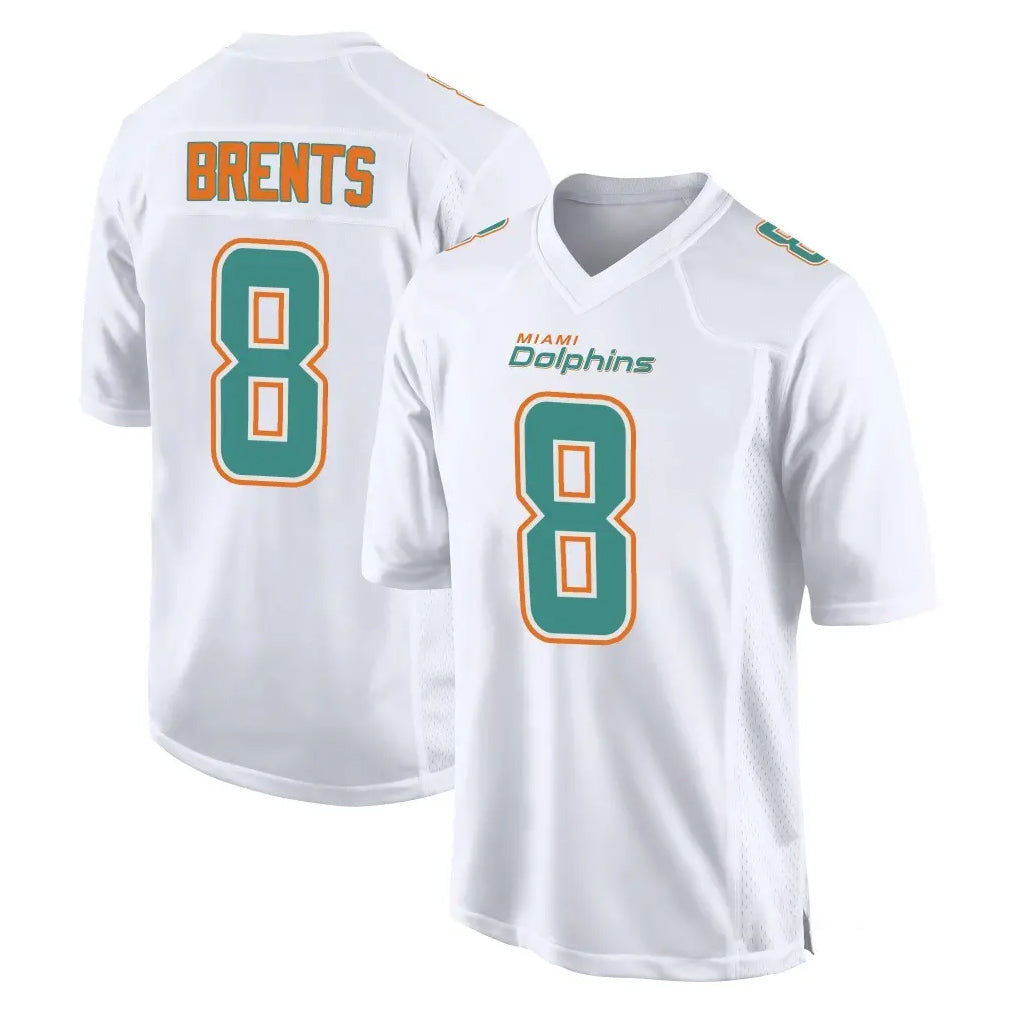 M.Dolphins #8 JuJu Brents Player White Fashion Home Game Odoa Stitched Jerseys