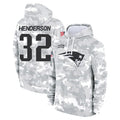 NE.Patriots #32 TreVeyon Henderson Player Arctic Camo Salute to Service Pullover Hoodies Limited Game Odoa Stitched Jerseys