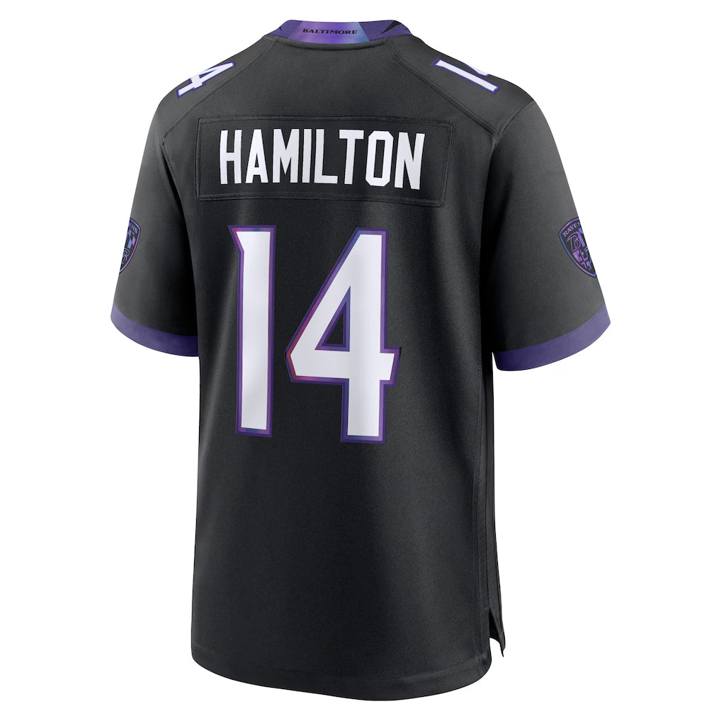 B.Ravens #14 Kyle Hamilton Player Black Home Game Odoa Stitched Jerseys