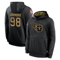 T.Titans #98 Jeffery Simmons Player Black Salute to Service Sideline Performance Pullover Hoodies Home Game Odoa Stitched Jerseys