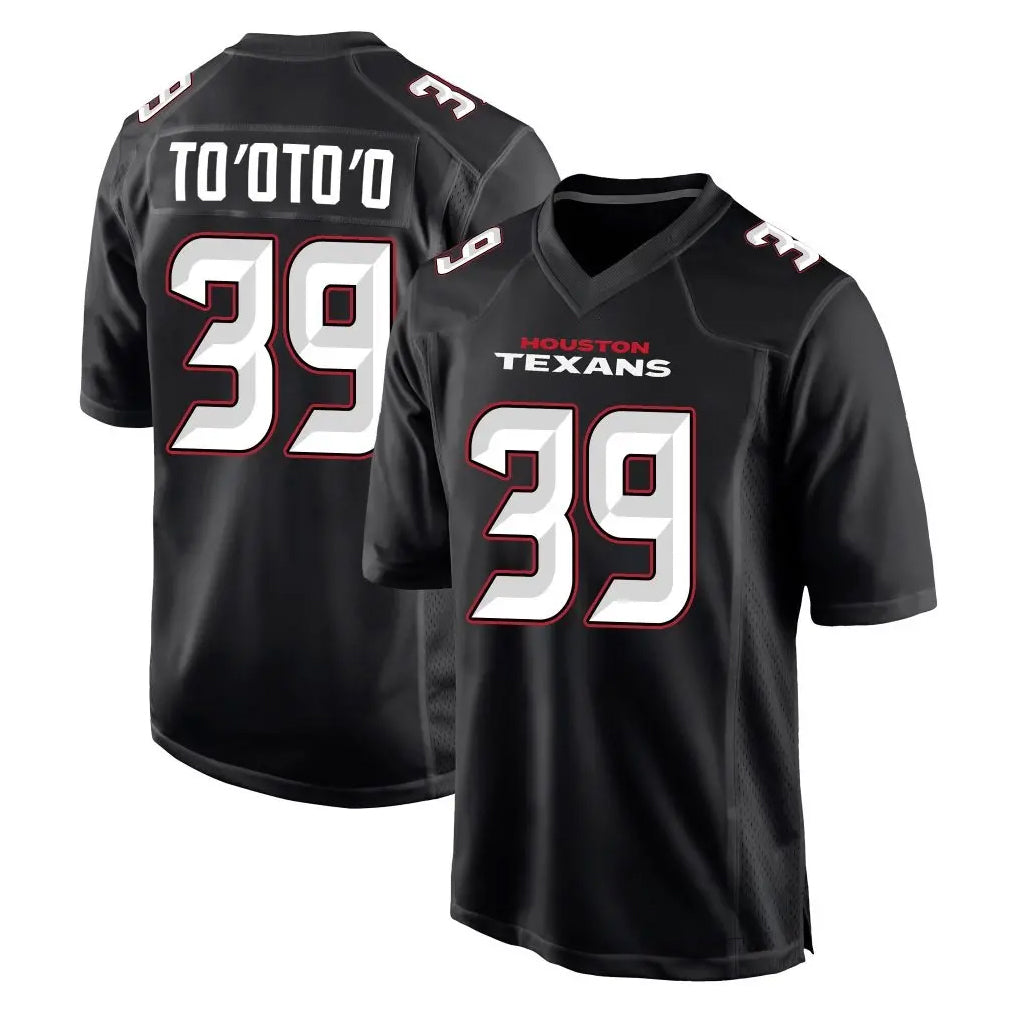 H.Texans #39 Henry To'oTo'o Player Carbon Black Fashion Home Game Odoa Stitched Jerseys
