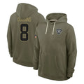 LV.Raiders #8 Kirk Cousins Player Olive Salute to Service Pullover Hoodies Limited Odoa Stitched Jerseys