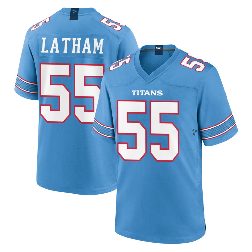T.Titans #55 JC Latham Player Light Blue 2026 Game Home Odoa Stitched Jerseys