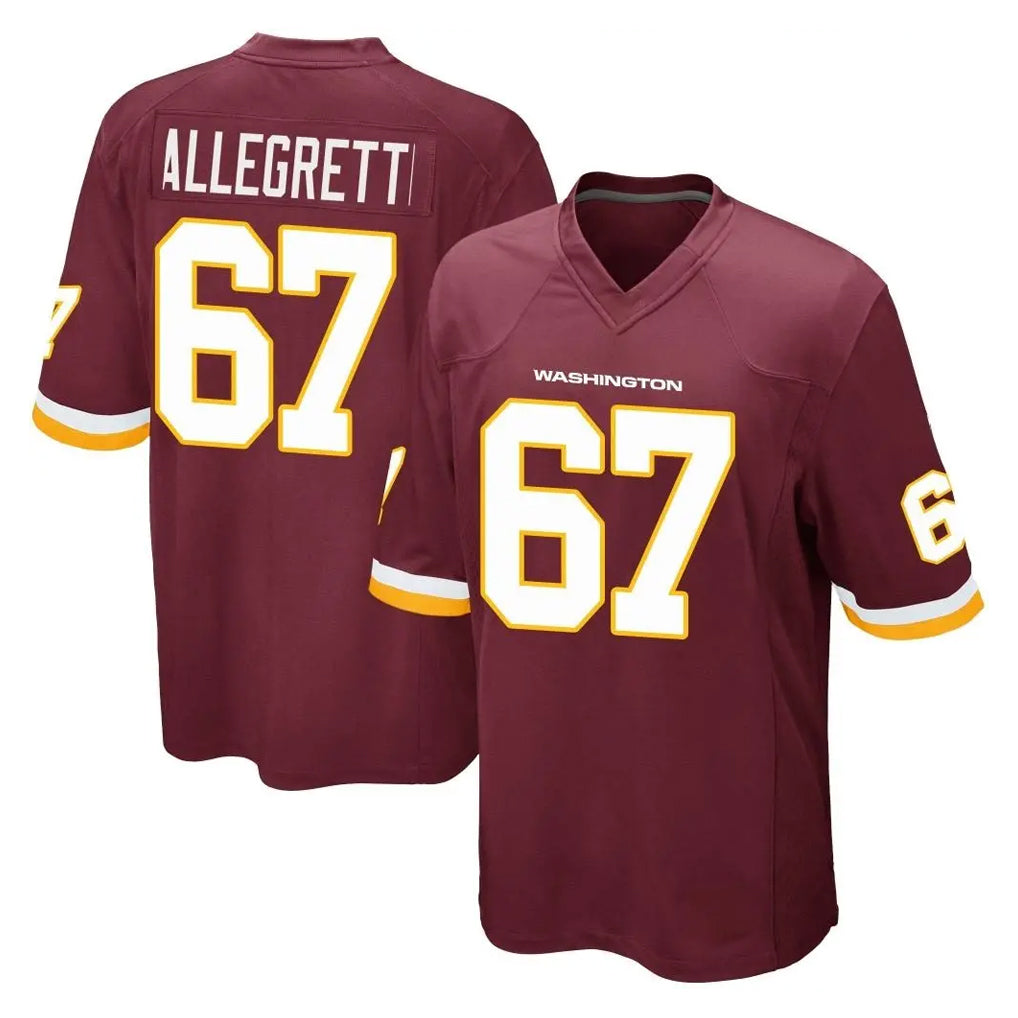 W.Commanders #67 Nick Allegretti Player Burgundy Team Color Home Game Odoa Stitched Jerseys