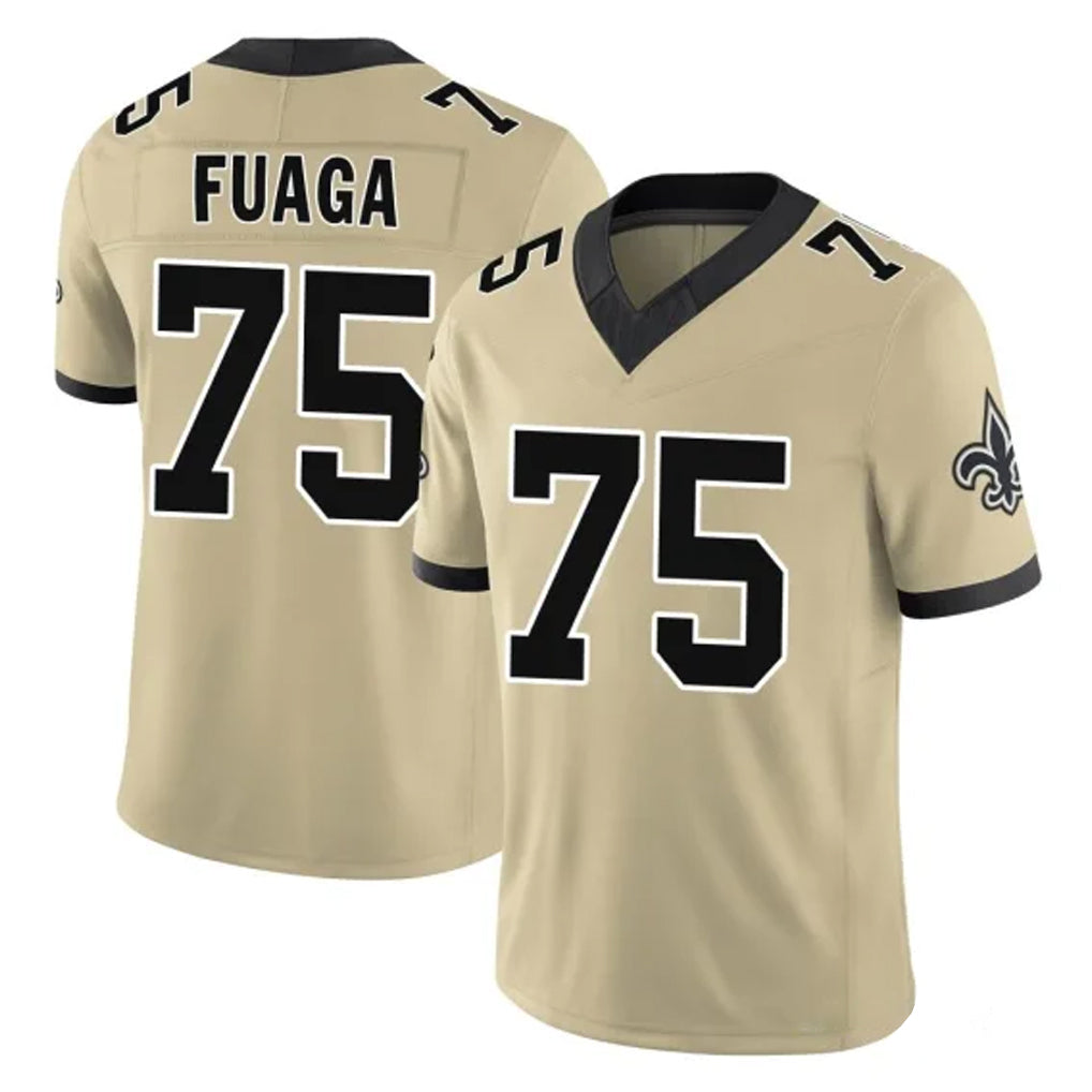 NO.Saints #75 Taliese Fuaga Player Gold Limited Vapor F.U.S.E. Home Game Odoa Stitched Jerseys