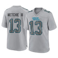 C.Panthers #13 John Metchie III Player Gray Atmosphere Fashion Game Odoa Stitched Jerseys