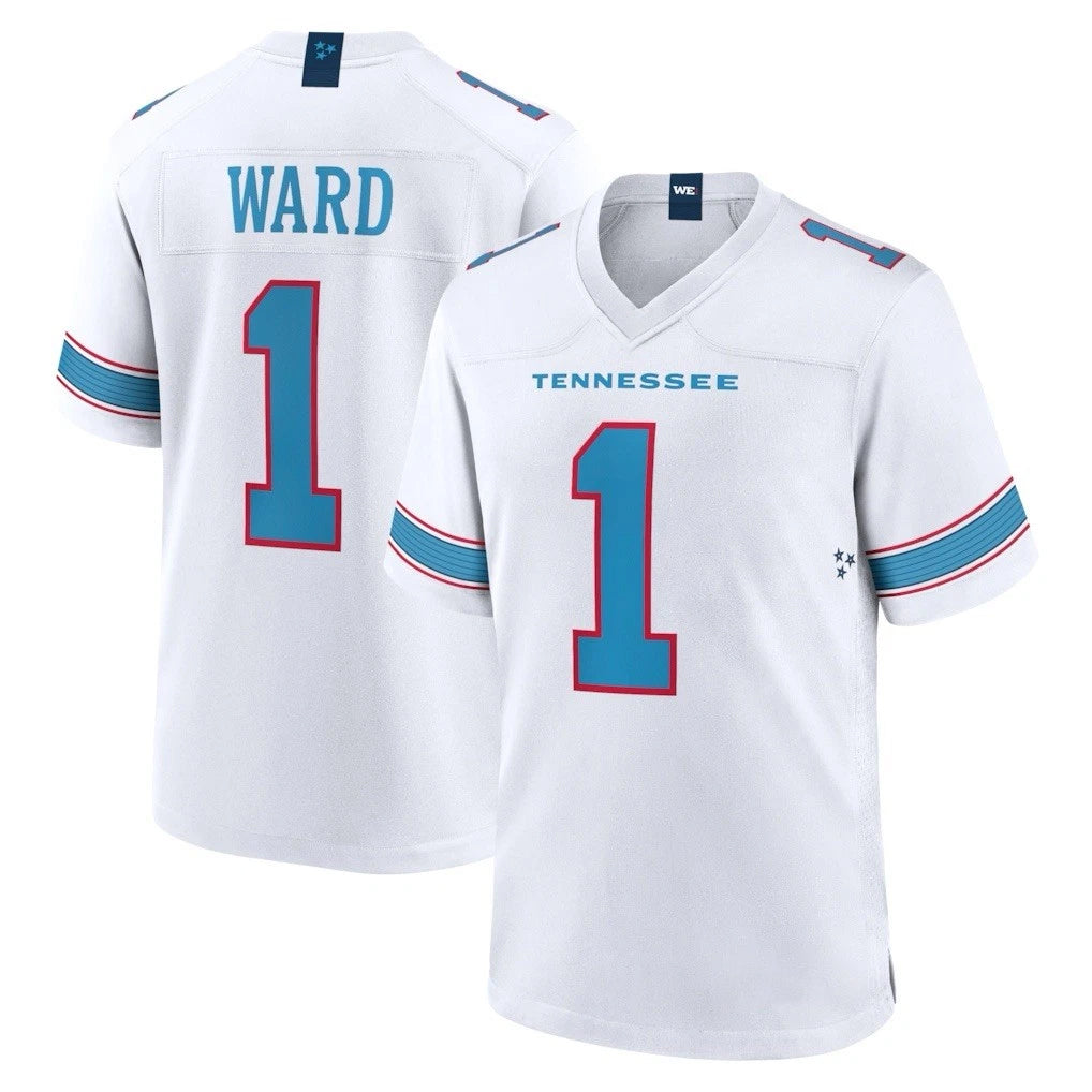 T.Titans #1 Cam Ward Player White 2026 Game Home Odoa Stitched Jerseys